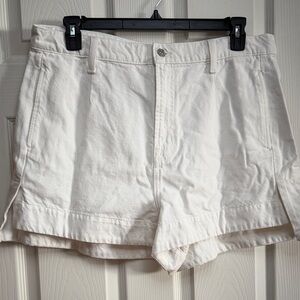 7 For All Mankind Women's White Tailored Slouch Denim Shorts